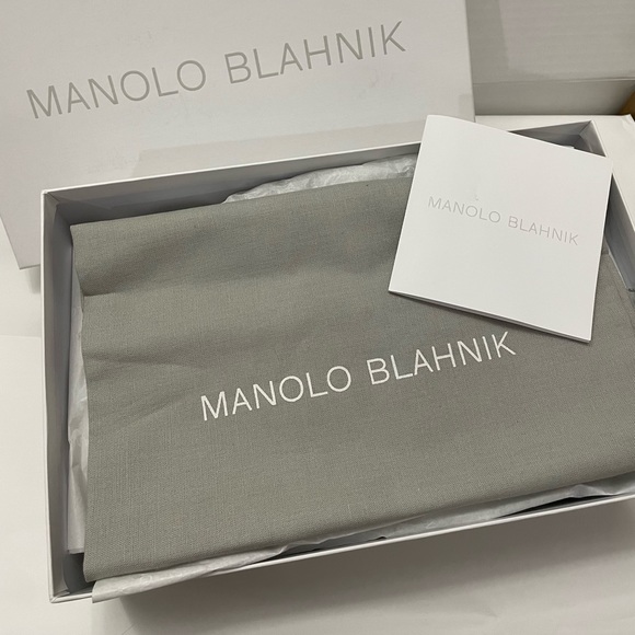 Manolo Blahnik Maysale Linen Mules Tan 70mm 37 - Picture 13 of 14